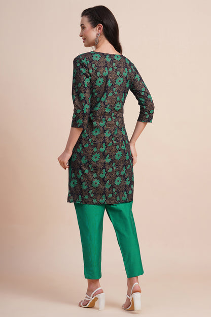 Green Floral Printed Kurta