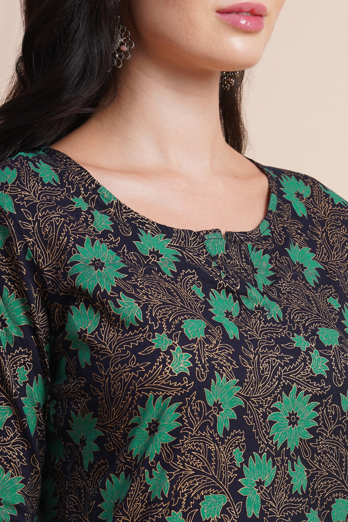 Green Floral Printed Kurta