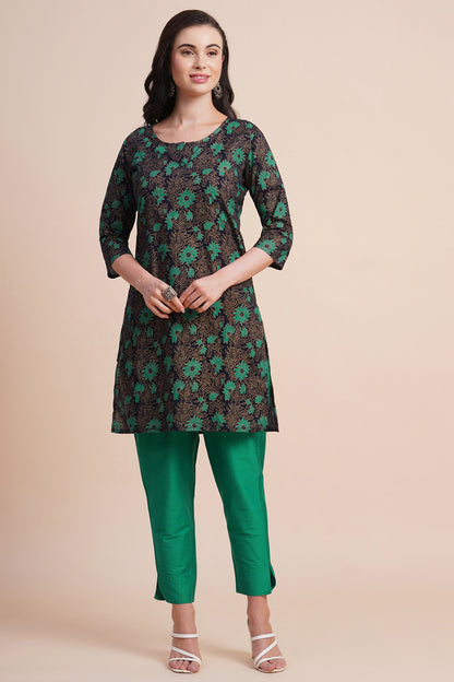 Green Floral Printed Kurta