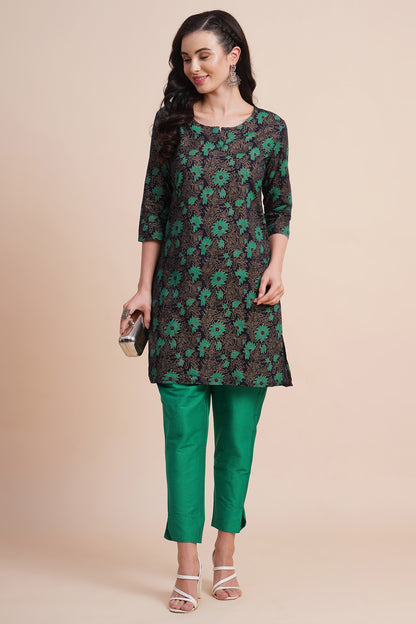 Green Floral Printed Kurta
