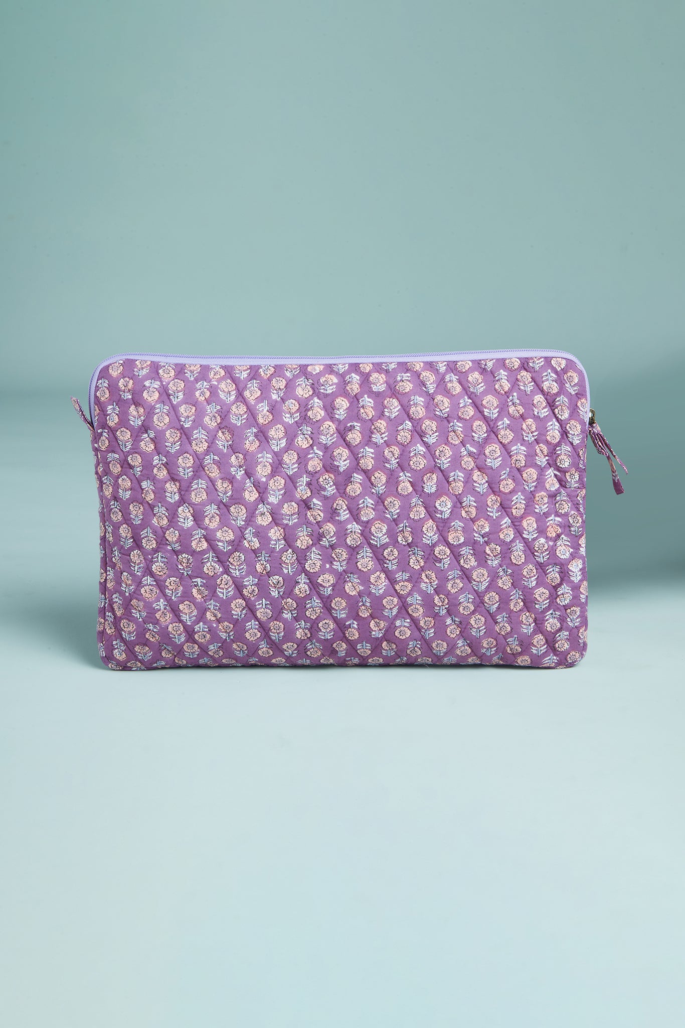 Lavender Handblock Quilted Laptop Sleeve