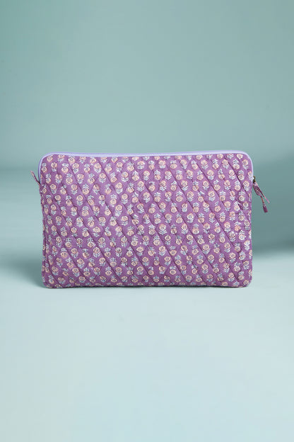 Lavender Handblock Quilted Laptop Sleeve