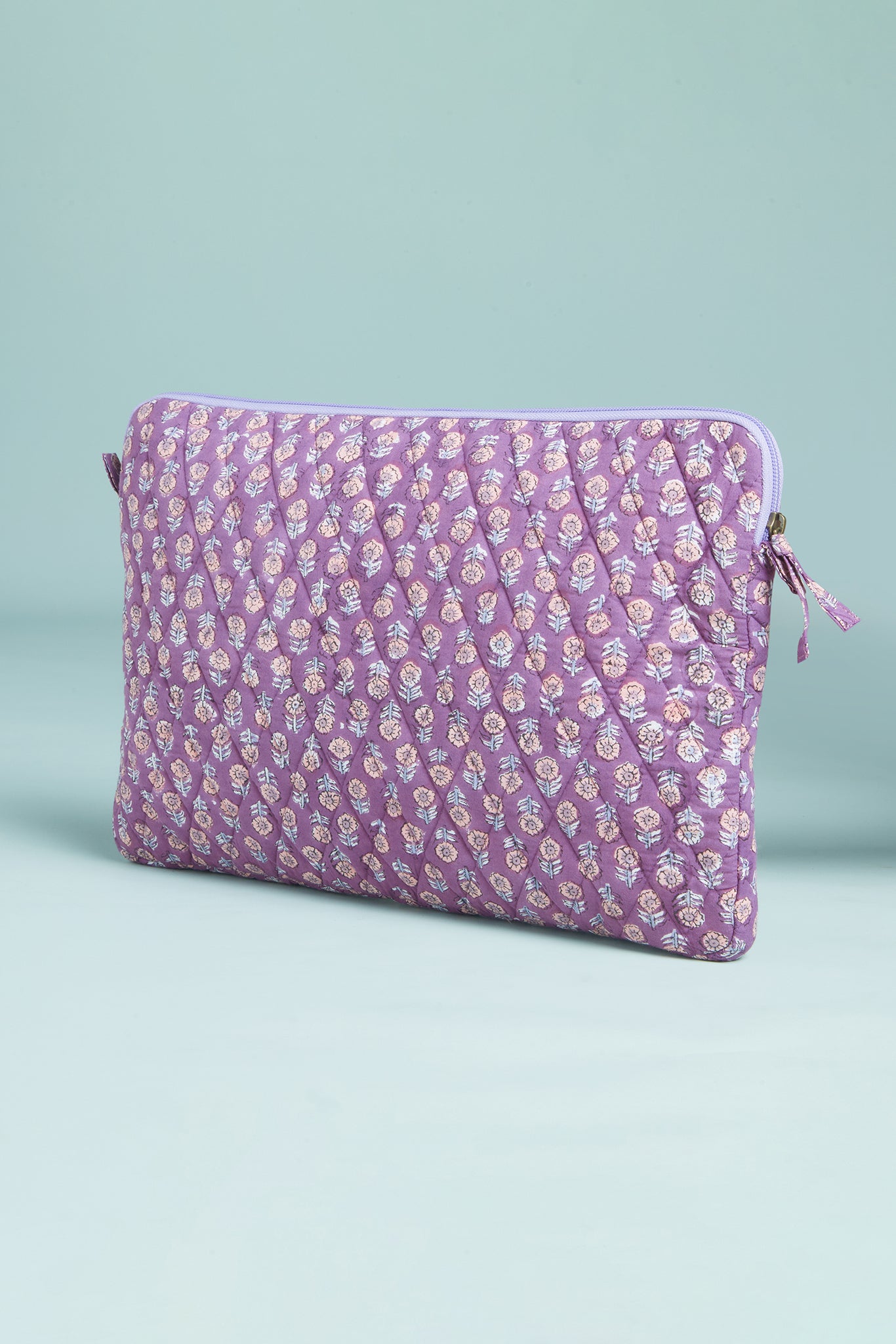 Lavender Handblock Quilted Laptop Sleeve