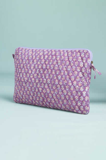 Lavender Handblock Quilted Laptop Sleeve
