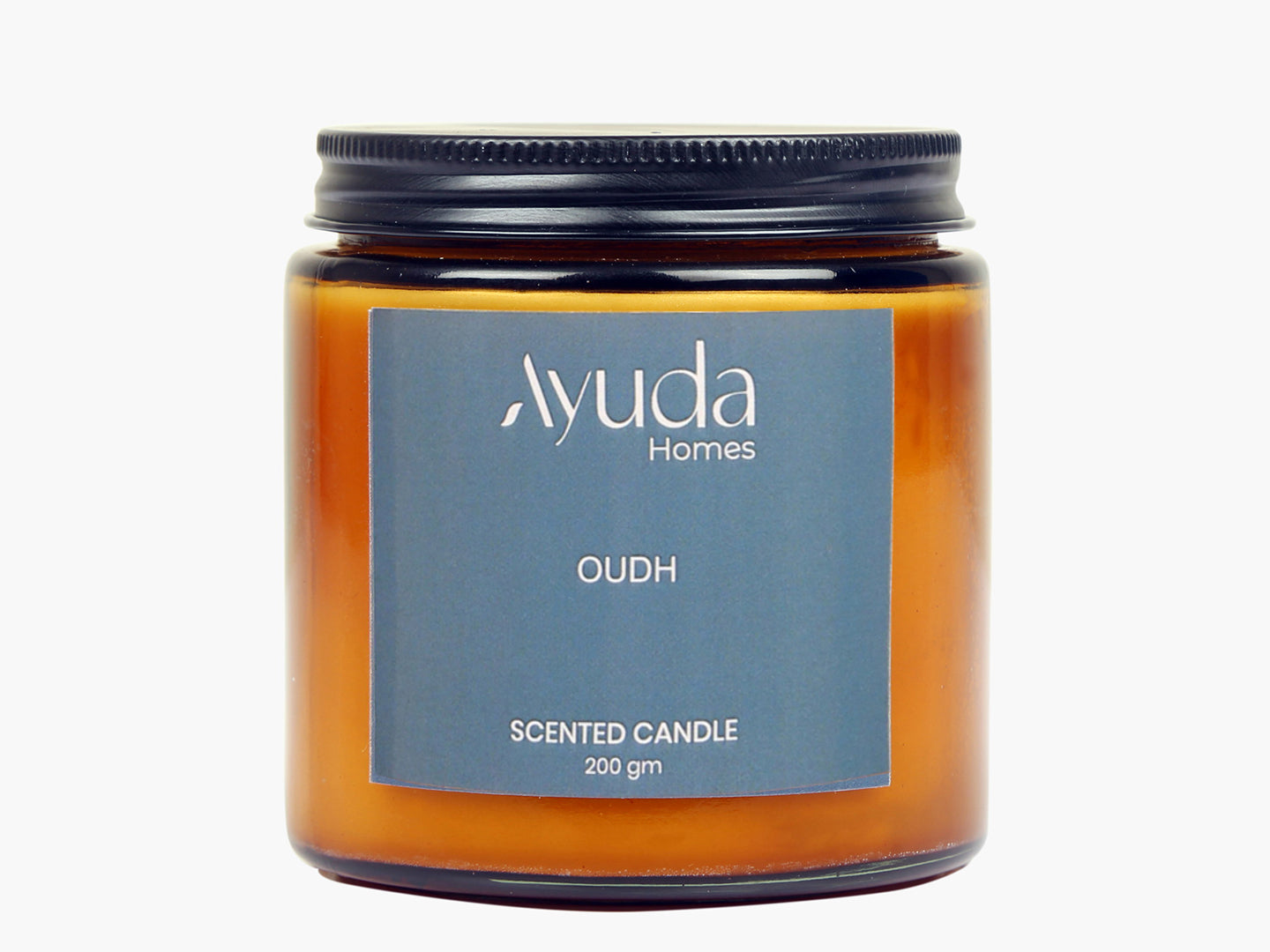 Oudh Scented Candle - Soy Wax | Amber Glass Jar - Ayuda Homes