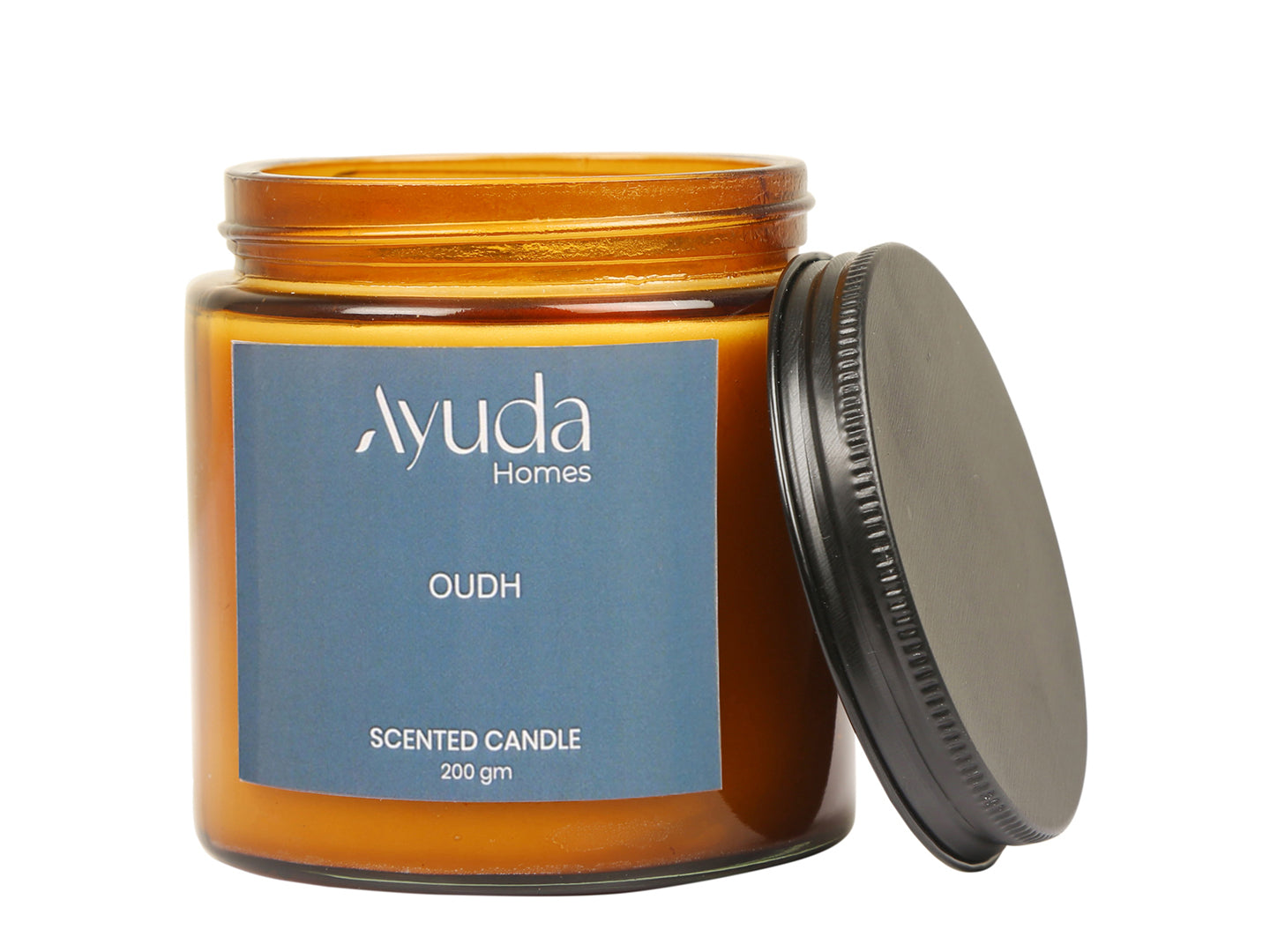 Oudh Scented Candle - Soy Wax | Amber Glass Jar - Ayuda Homes