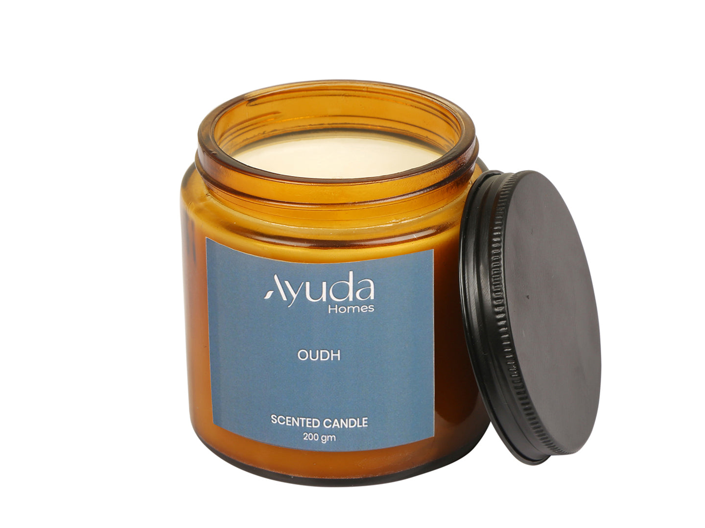 Oudh Scented Candle - Soy Wax | Amber Glass Jar - Ayuda Homes