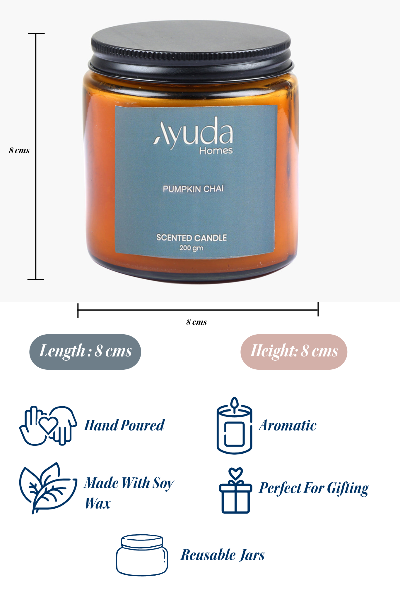 Pumpkin Chai Scented Candle - Soy Wax | Amber Glass Jar