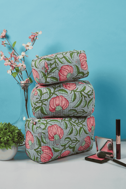 Botanical Bliss Quilted Pouches (Set of 3)