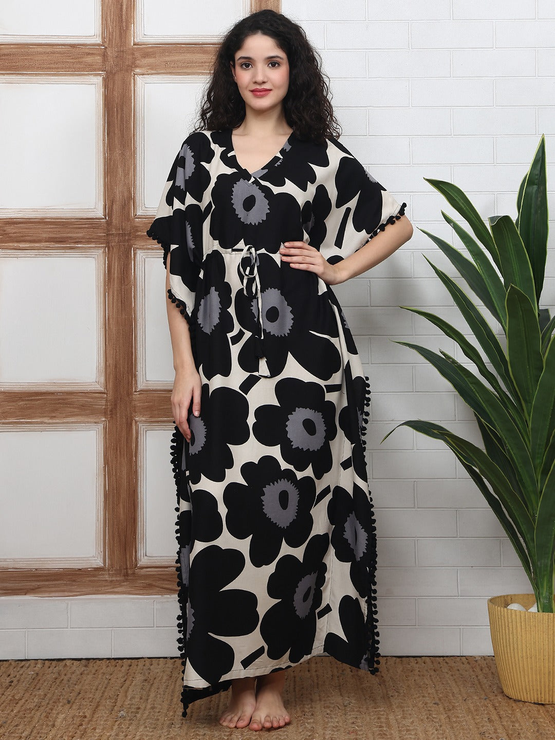 Black Dahlia Kaftan Maxi Night Dress