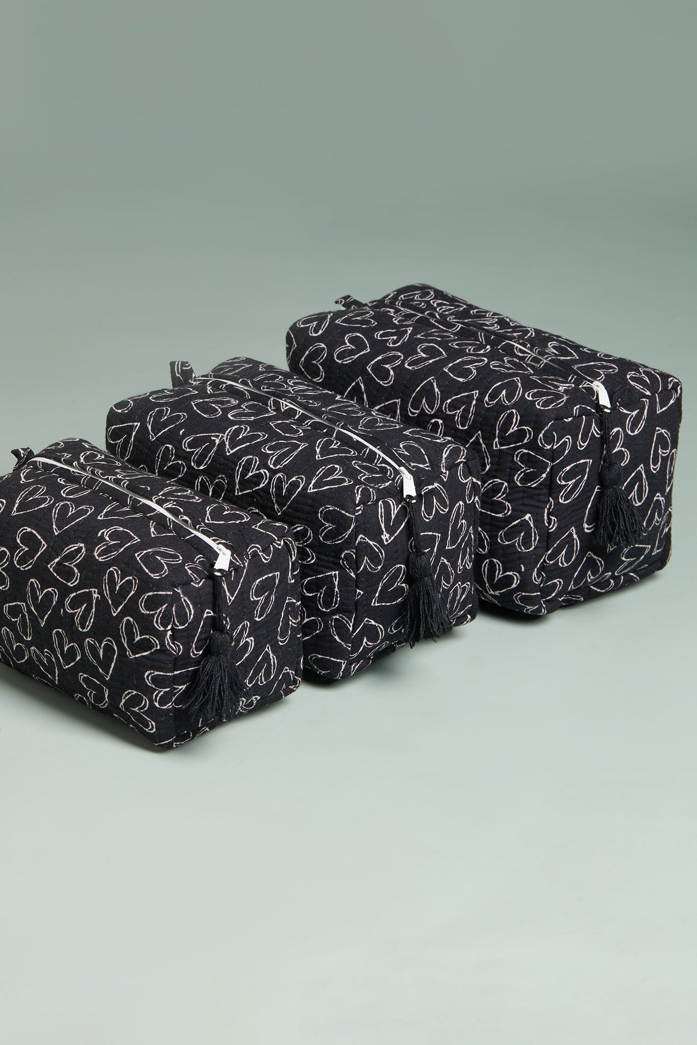 Heartbreaker Black Quilted Pouches (Set of 3)