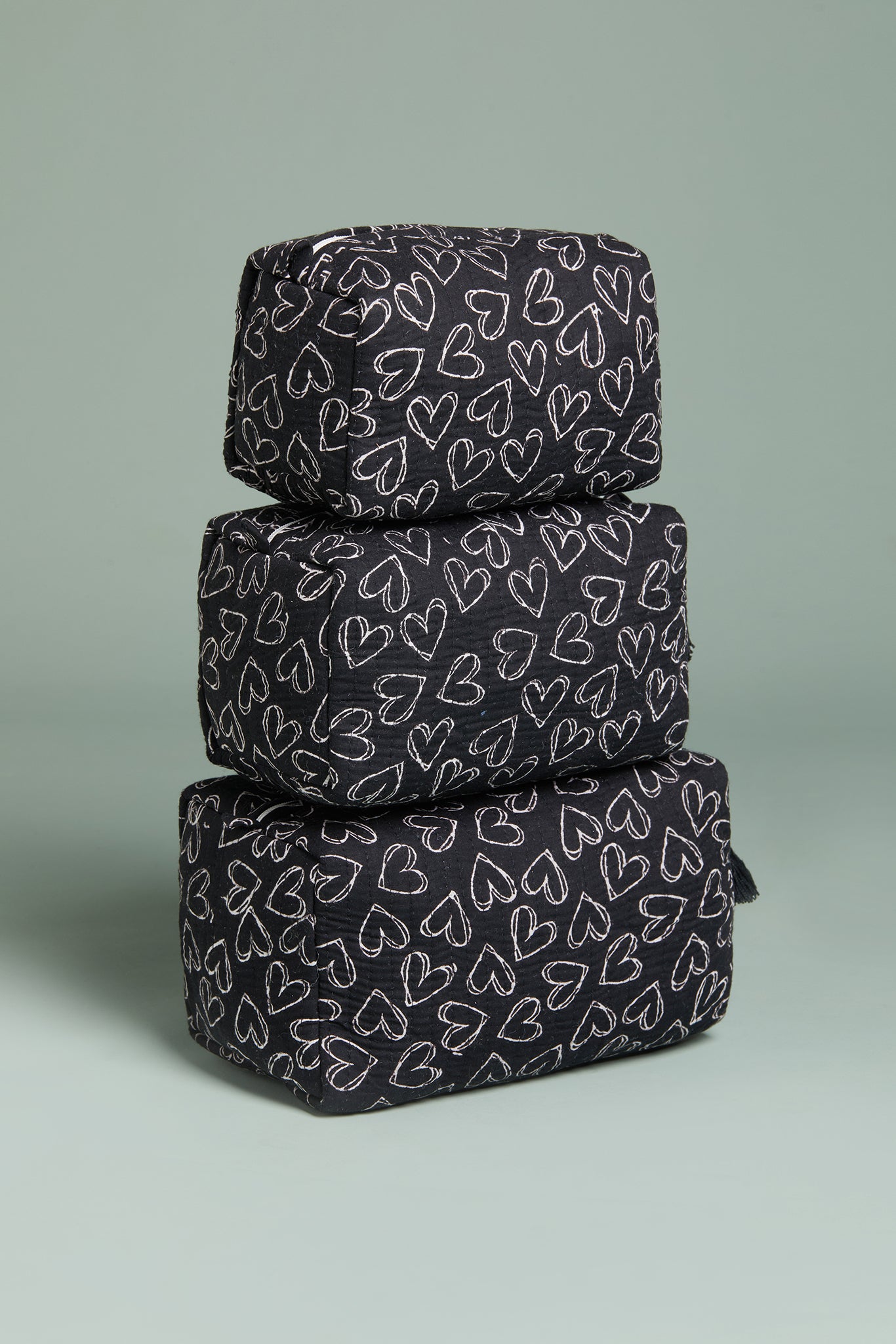 Heartbreaker Black Quilted Pouches (Set of 3)