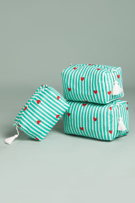 Minty Love Quilted Pouches (Set of 3)