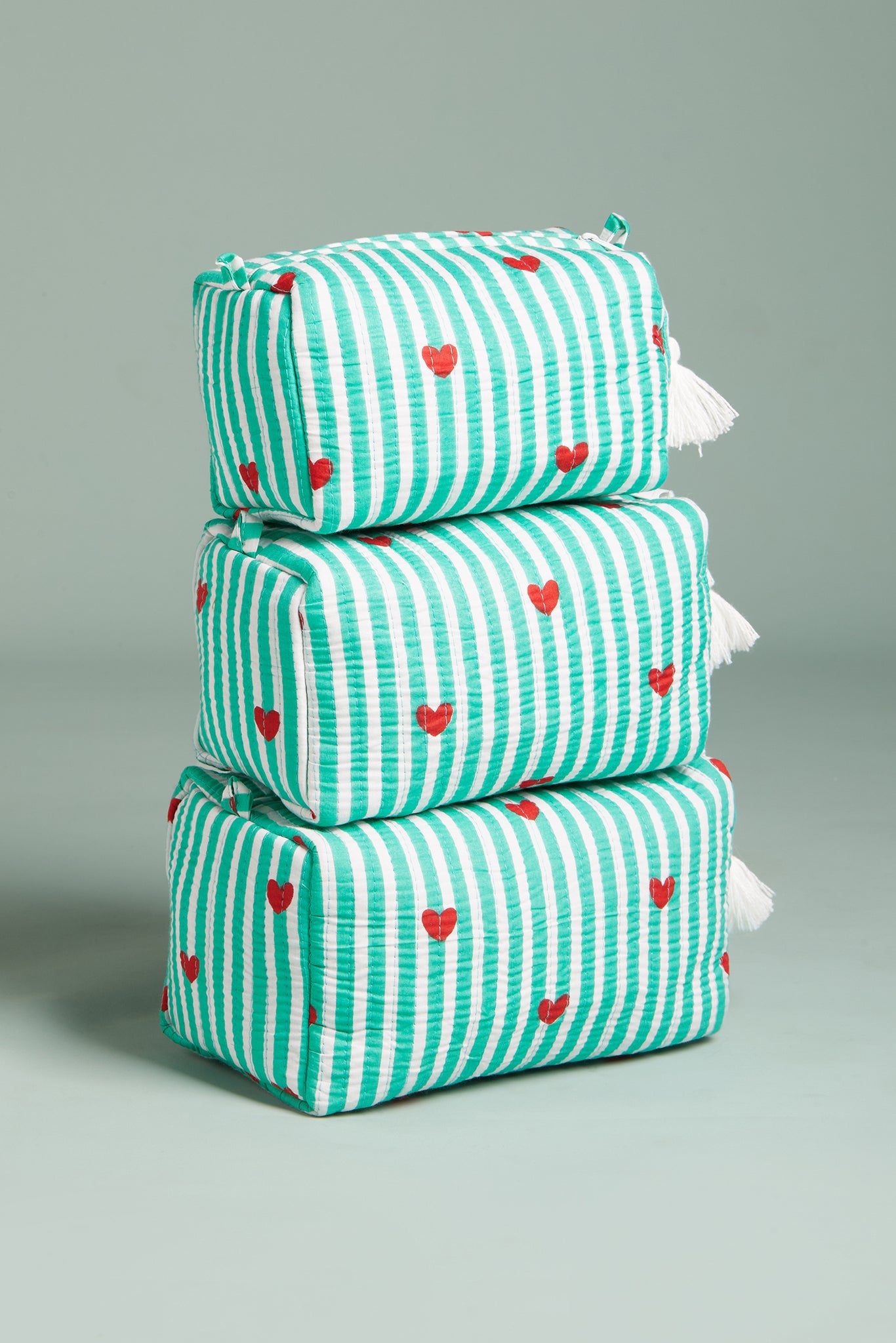 Minty Love Quilted Pouches (Set of 3)
