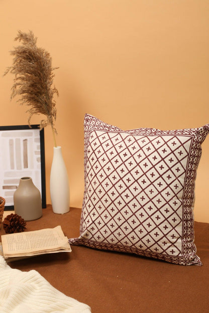 Espresso Wine Cushion Cover - Block Printed - Ayuda Homes